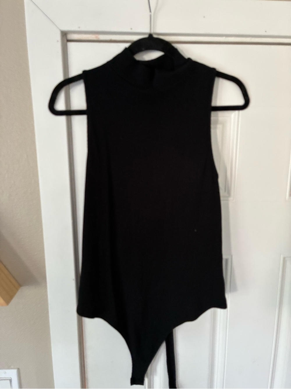 TALL Black Sleeveless Mock Neck Bodysuit.